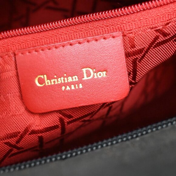 CHRISTIAN DIOR Lady Cannage Tote Hand Bag Nylon Leather Black GHW Italy 73FC009 - Picture 15 of 16